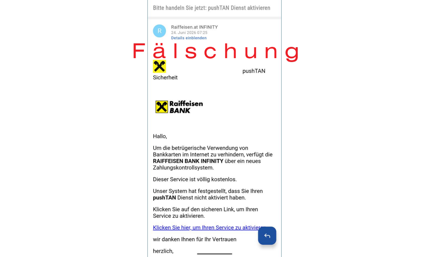 Fälschung message example