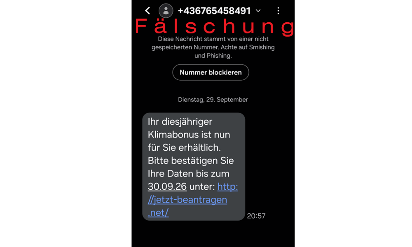 Fälschung message example